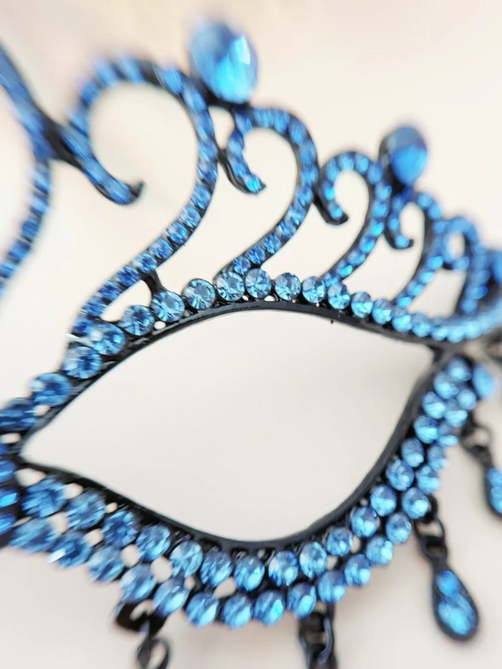 Sapphire Masquerade Mask, Crystal Eye Mask, Prom Ball Mask, Mardi Gras Mask